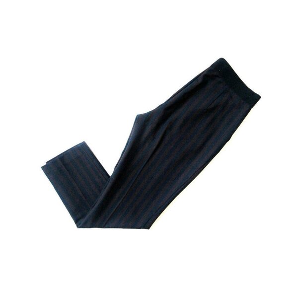 NWT H&M Burgundy & Navy Wide Stripe Side Zip Stretch Ankle Crop Pants 4 - Picture 1 of 5
